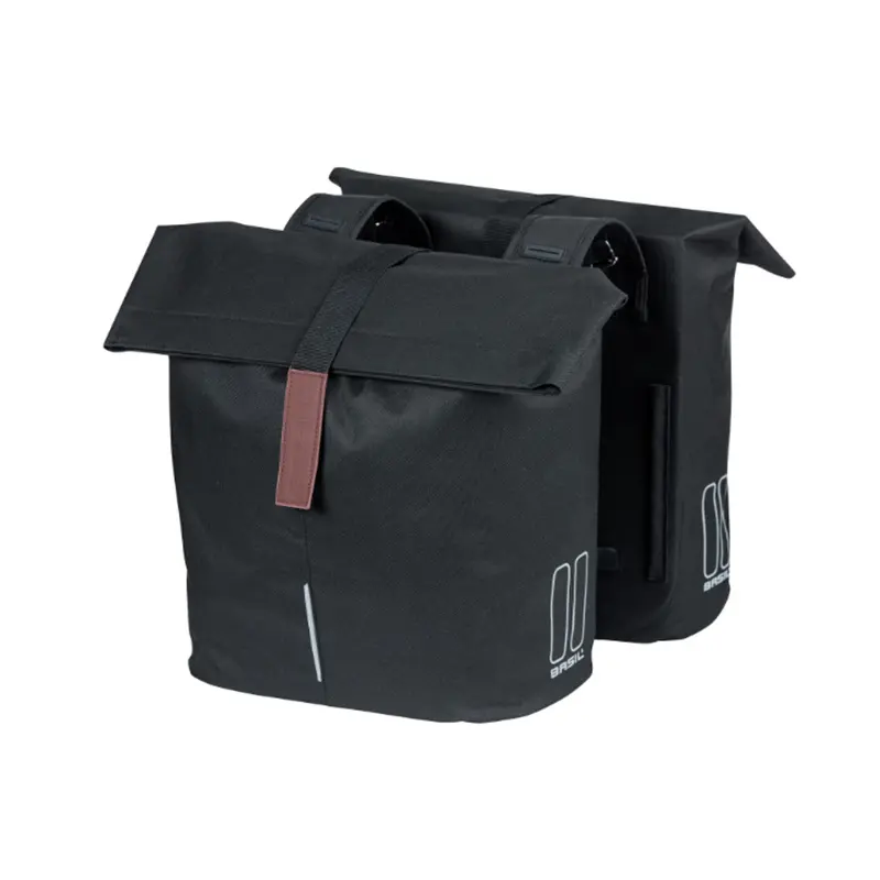 Paire de sacoches latÃ©rales de vÃ©lo Basil City Shopper noires (28-32