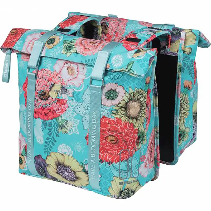 Wasserdichte Fahrradgepcktrgertasche aus Polyester mit Reflektoren Basil  bloom field (x2) | Vlo-Store