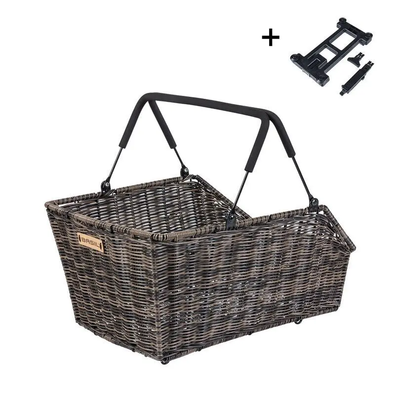Velo Store - UK Bike basket Basil Cento Rattan Look Plaque Mik 2.0 Osier Marron | Extra 10% off with Subscription, Postage £16.79 to UK Fedex.