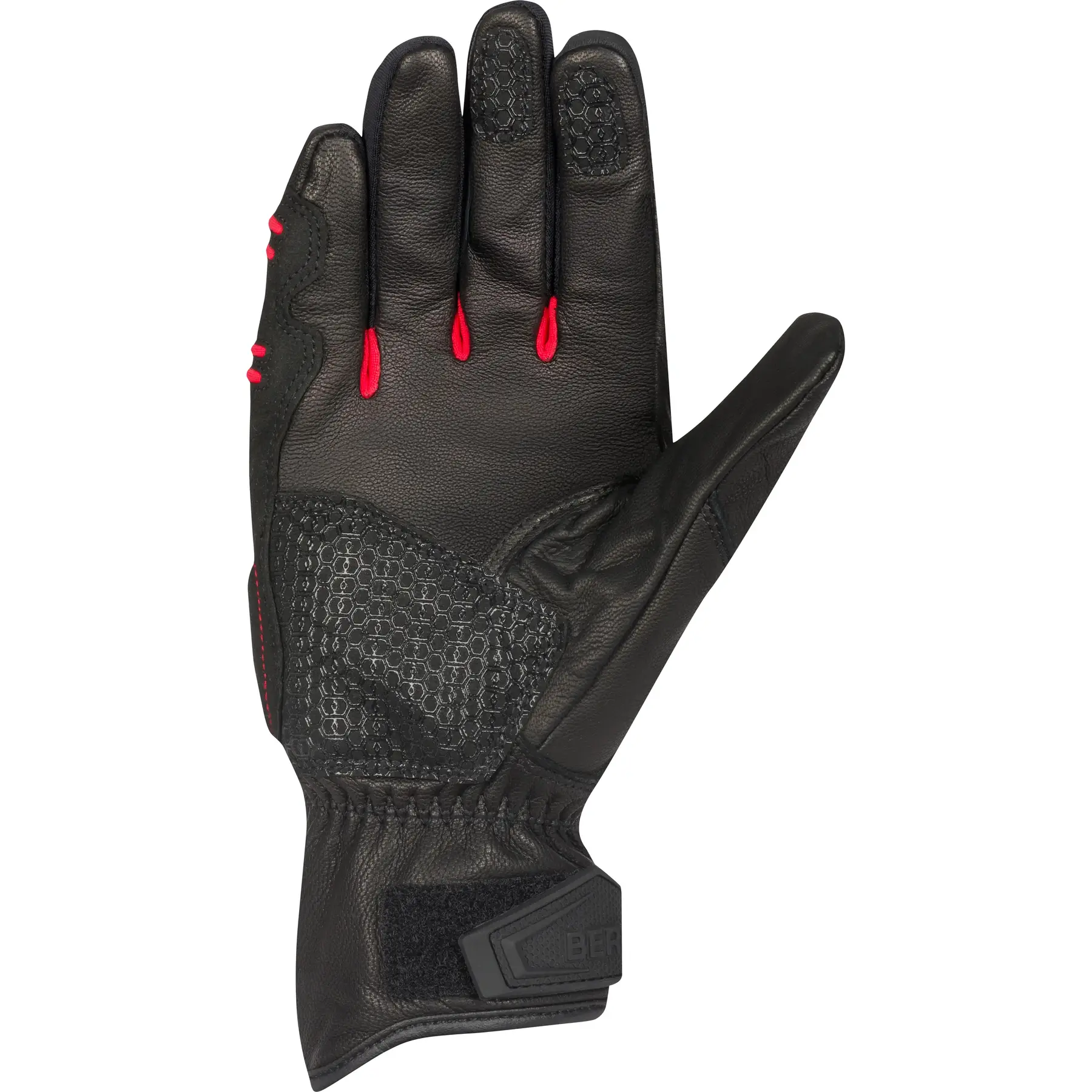 Gants cuir/textile Bering Pitts noir/rouge- T9