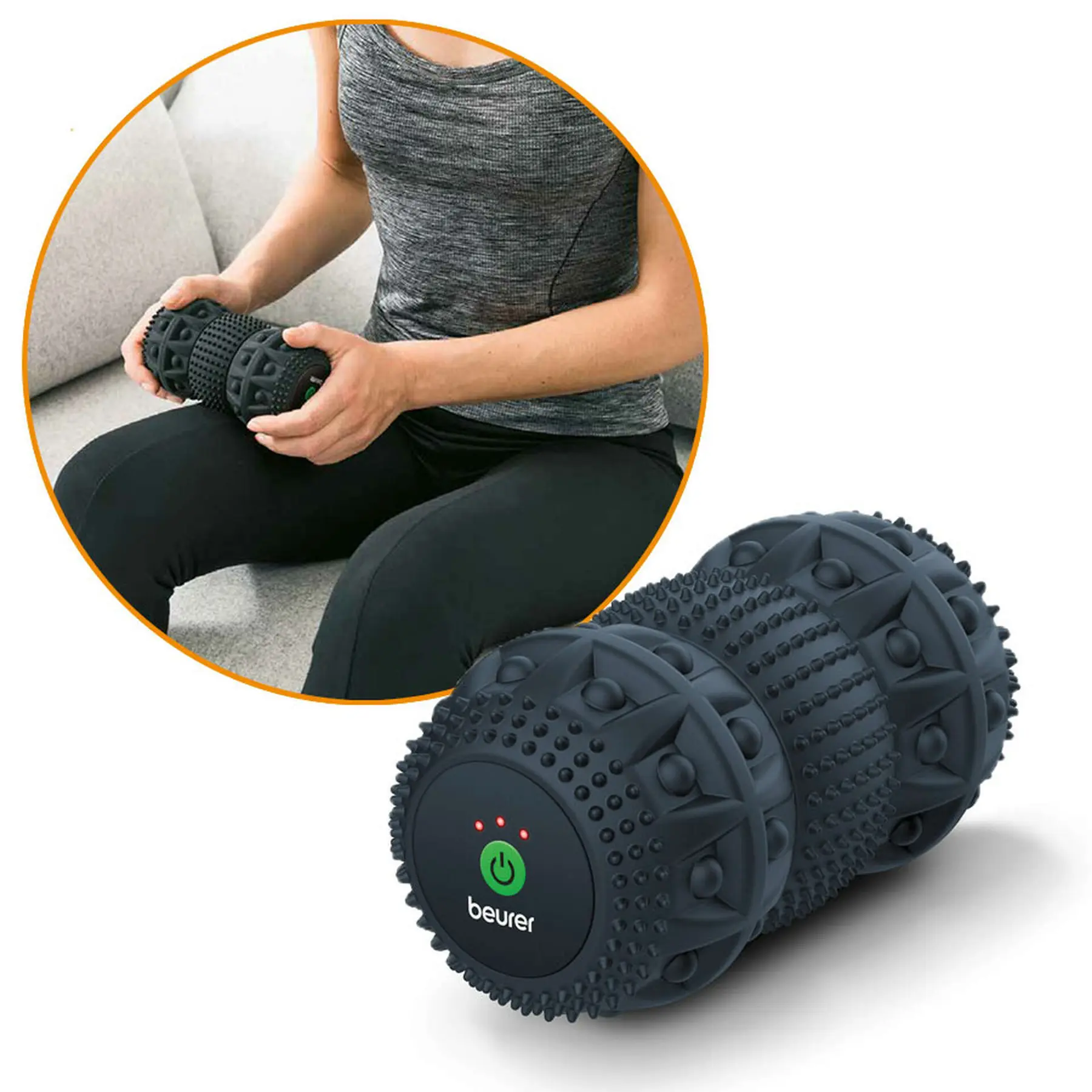 Beurer Rouleau de massage à vibrations MG 35, Noir, Taille 15,6 x 8,7 x 8,7 cm