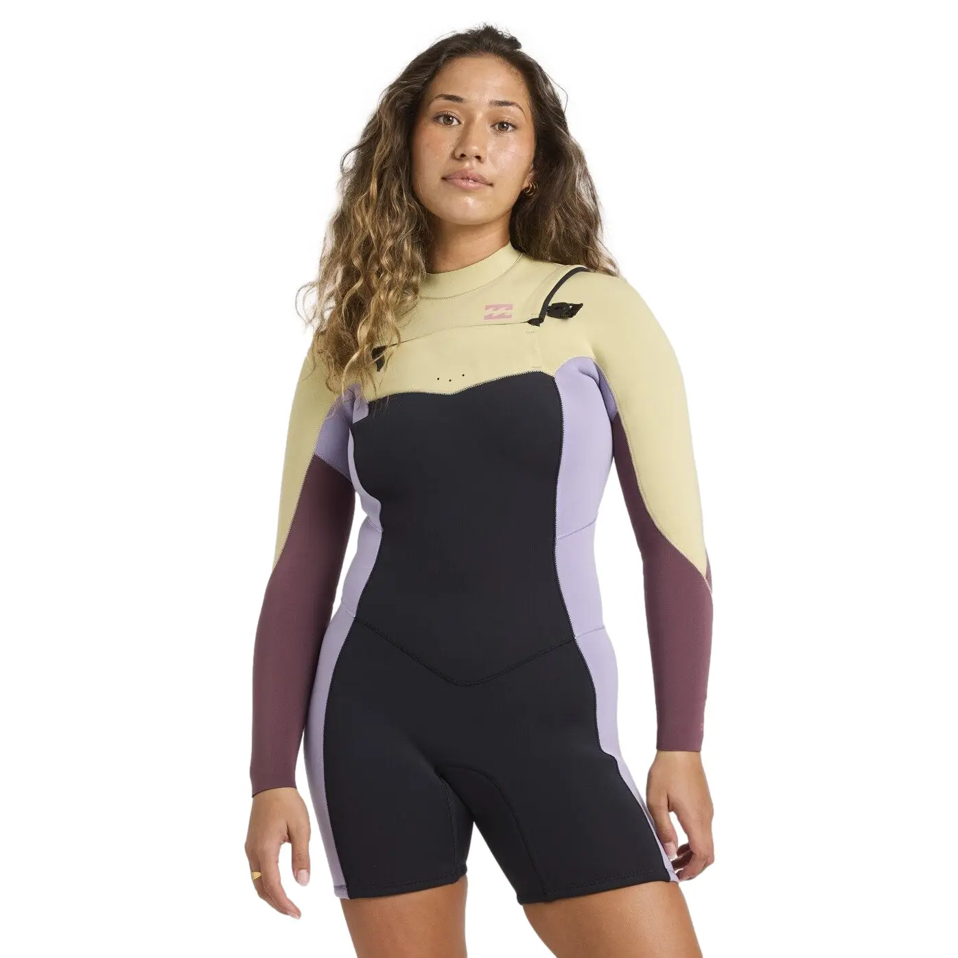 Surf-Shorty-Anzug Damen Billabong 2/2 Synergy Natural Front-Zip