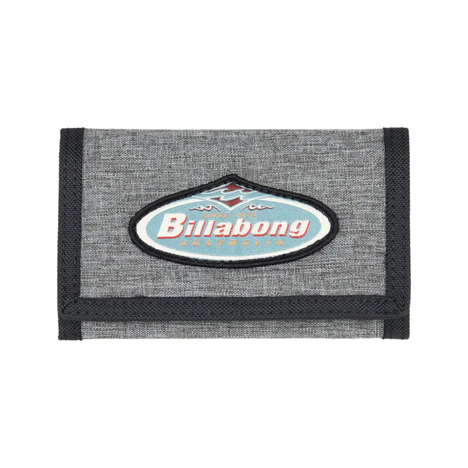Billabong Men's Gris Tri-Fold Wallet Tribong Patch
