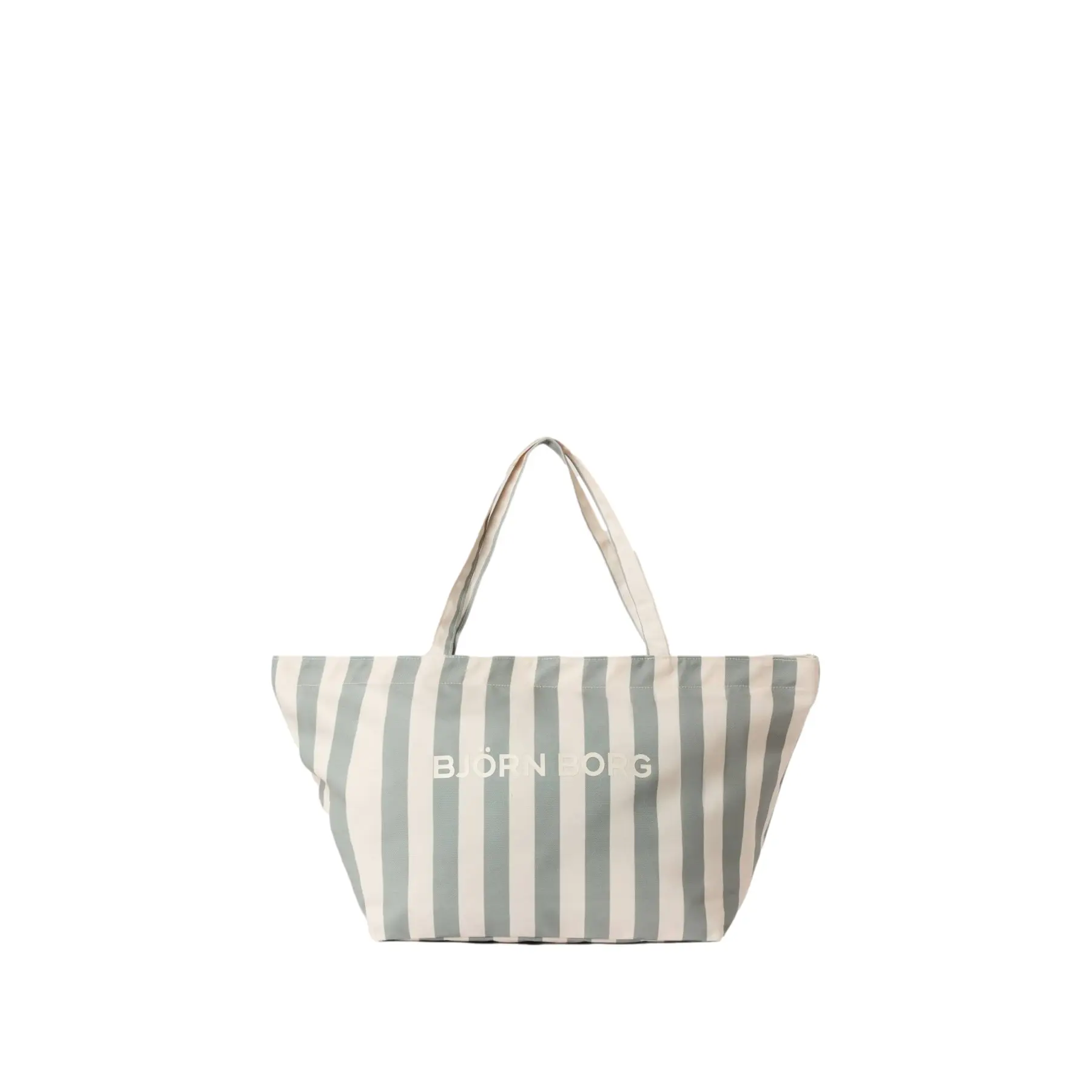 Björn Borg Strandtas Met Rits Tote Bag - Gerecycled Polyester - Met Magneetsluiting - 27 Liter - Grijs/Wit Gestreept