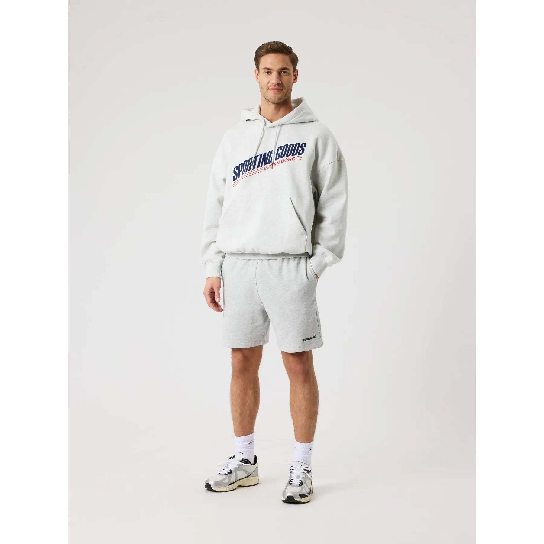 Björn Borg Men's Gris Oversized Hooded Sweatshirt