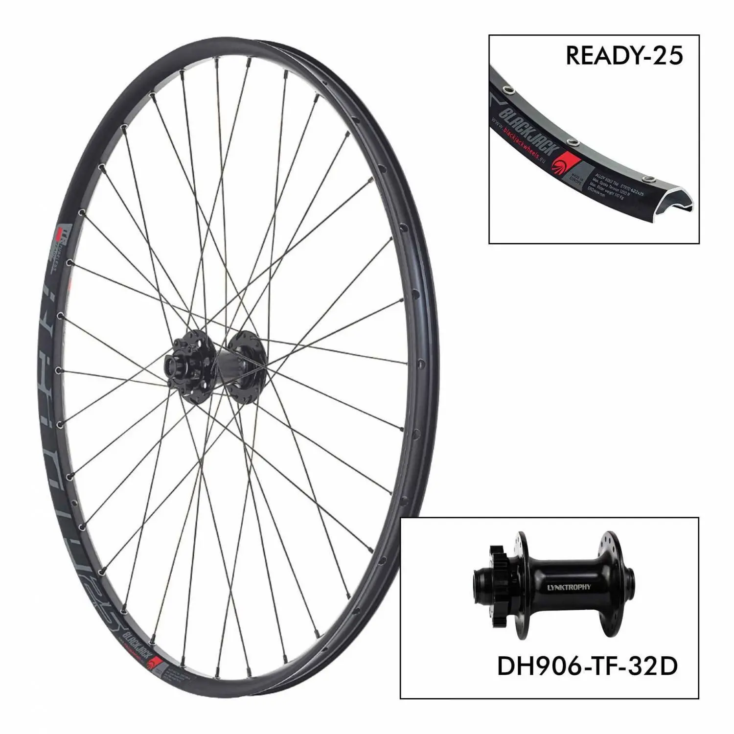 Velo Store - UK Bike wheel Black Jack D.Ready25 32H - DH906TF | Extra 10% off with Subscription, Postage £16.79 to UK Fedex.
