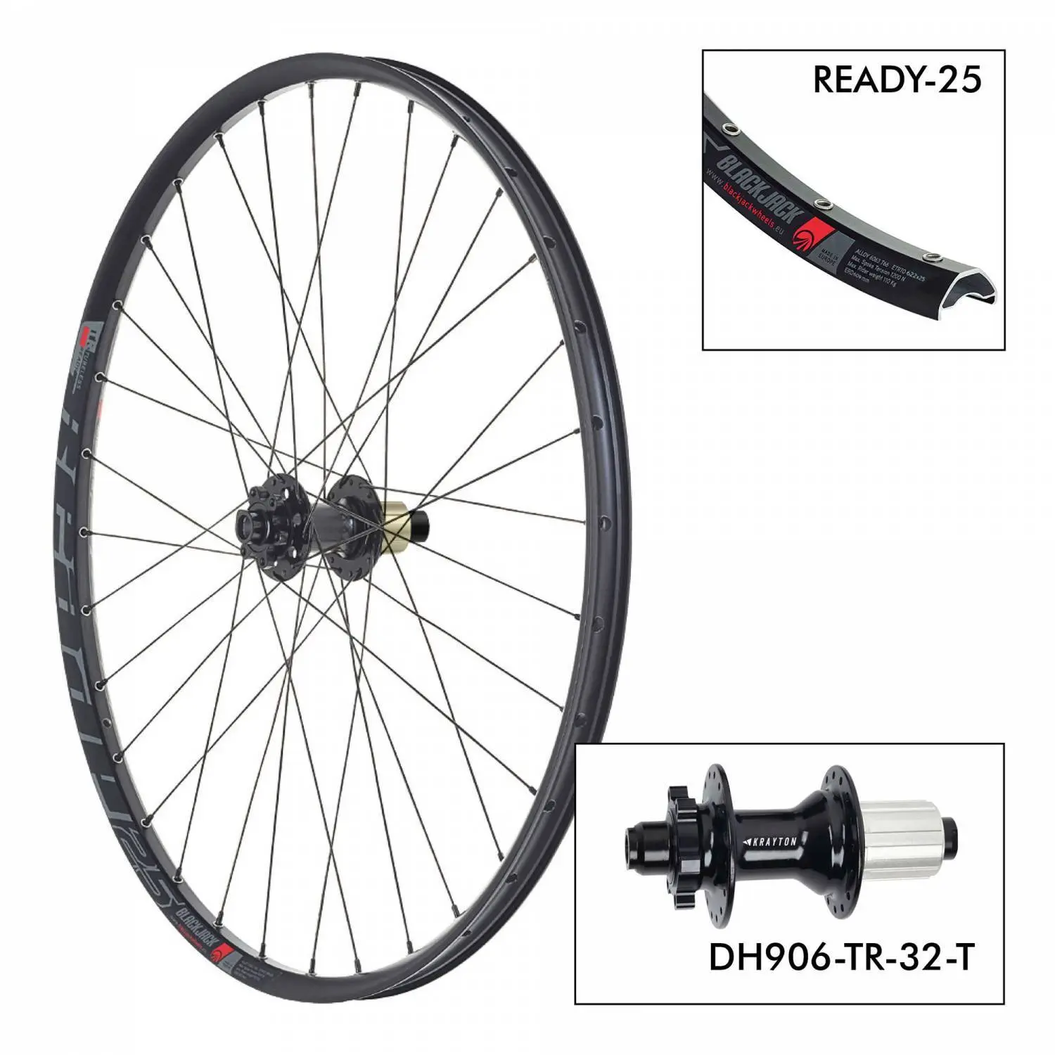 Velo Store - UK Bike wheel Black Jack T. Ready25 32H - DH906TR 12x142 | Extra 10% off with Subscription, Postage £16.79 to UK Fedex.