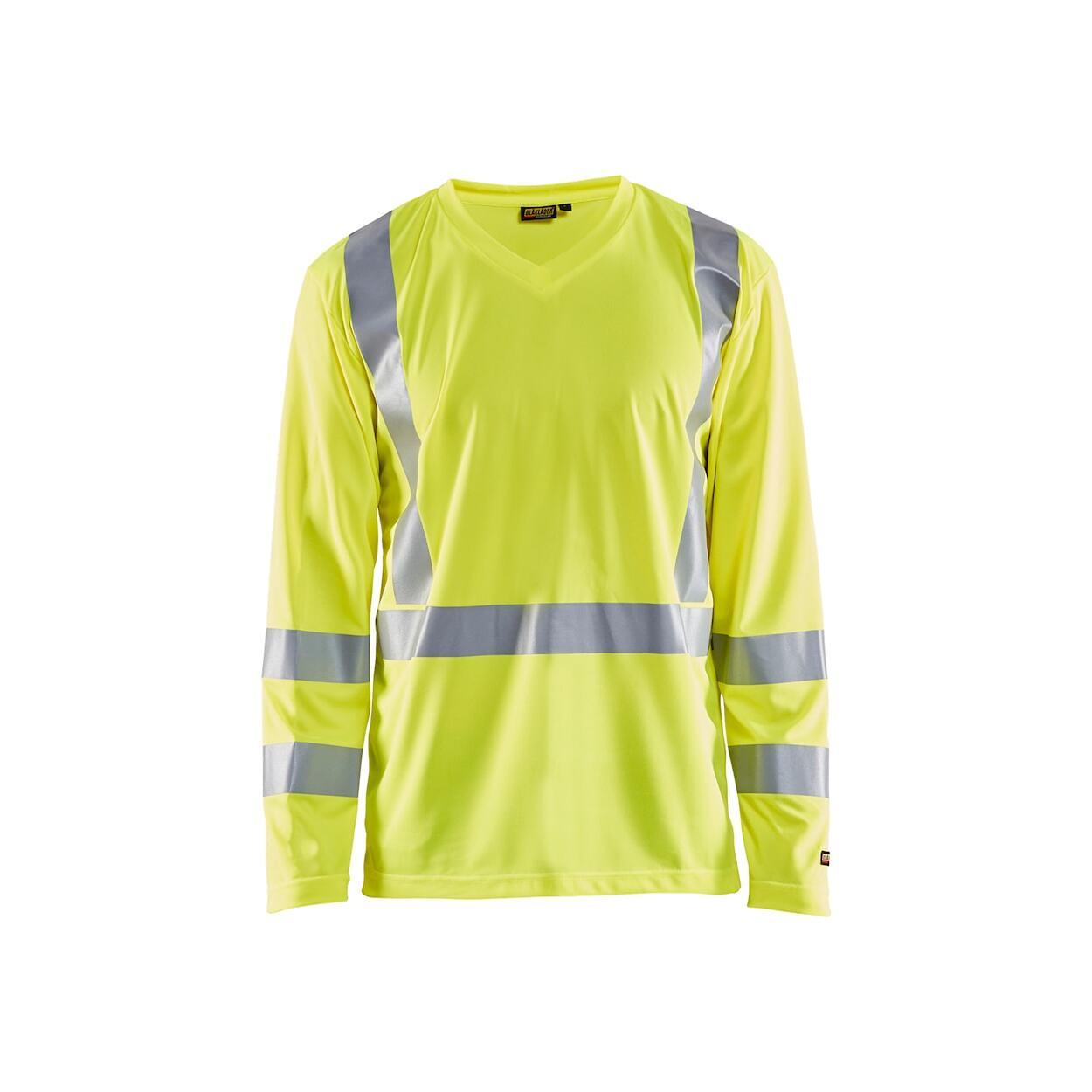 7330509379943 - Langarmshirt mit hoher Sichtbarkeit V-Ausschnitt UV-Schutz Geruchshemmend Blaklader