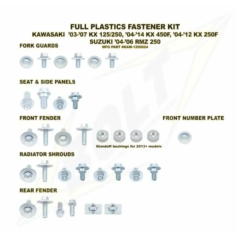Komplettes Kunststoff-Motorrad-Schraubenset Bolt Kawasaki KX-F250/450