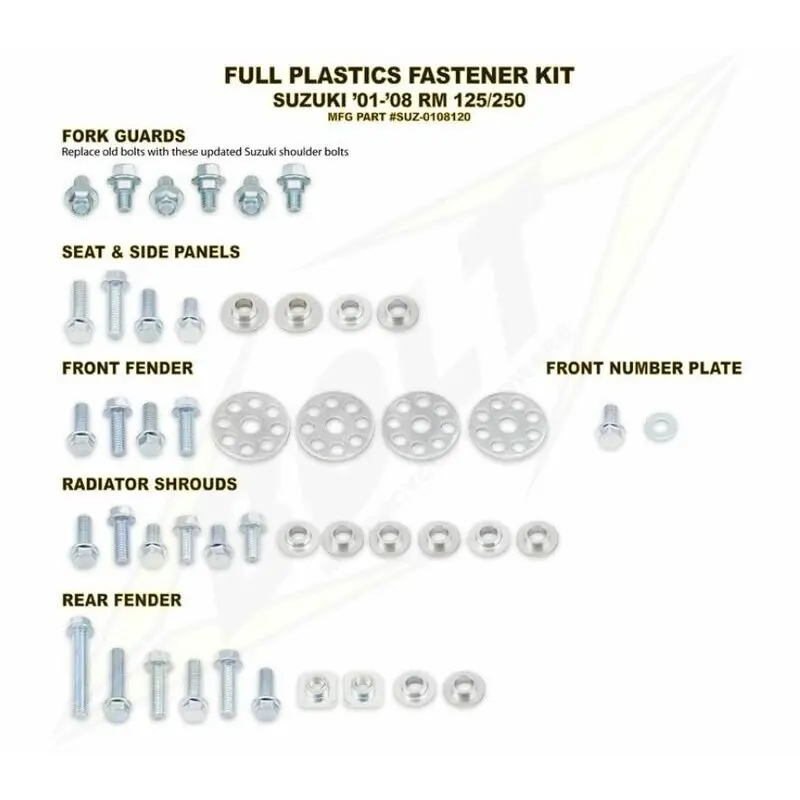 Komplettes Kunststoff-Motorrad-Schraubenset Bolt Suzuki RM125/250