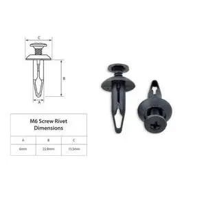 Plastic Rivet Bolt M6 (x10)