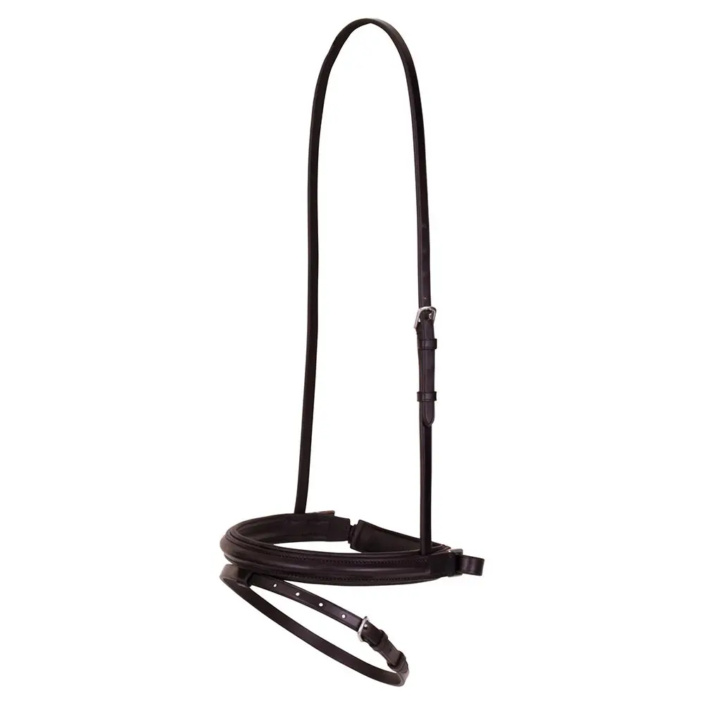 Muserolle combinée pour cheval en cuir avec montants BR Equitation Pull-back