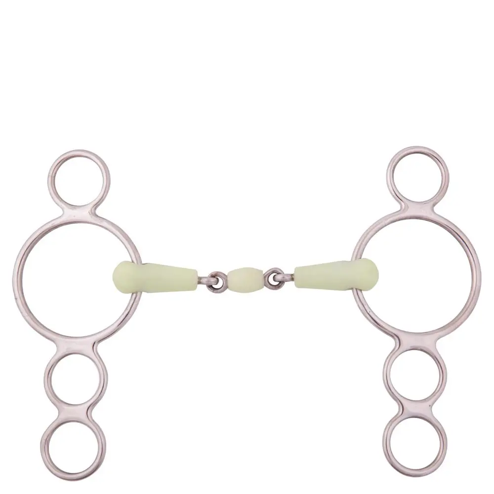 Br Equitation Vert 4-Ring Adjustable Horse Bit With Double Crimp Apple Mouth