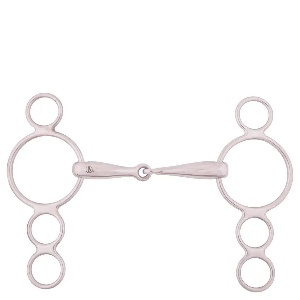 Mors 4 anneaux pour cheval réglable simple brisure inox BR Equitation
