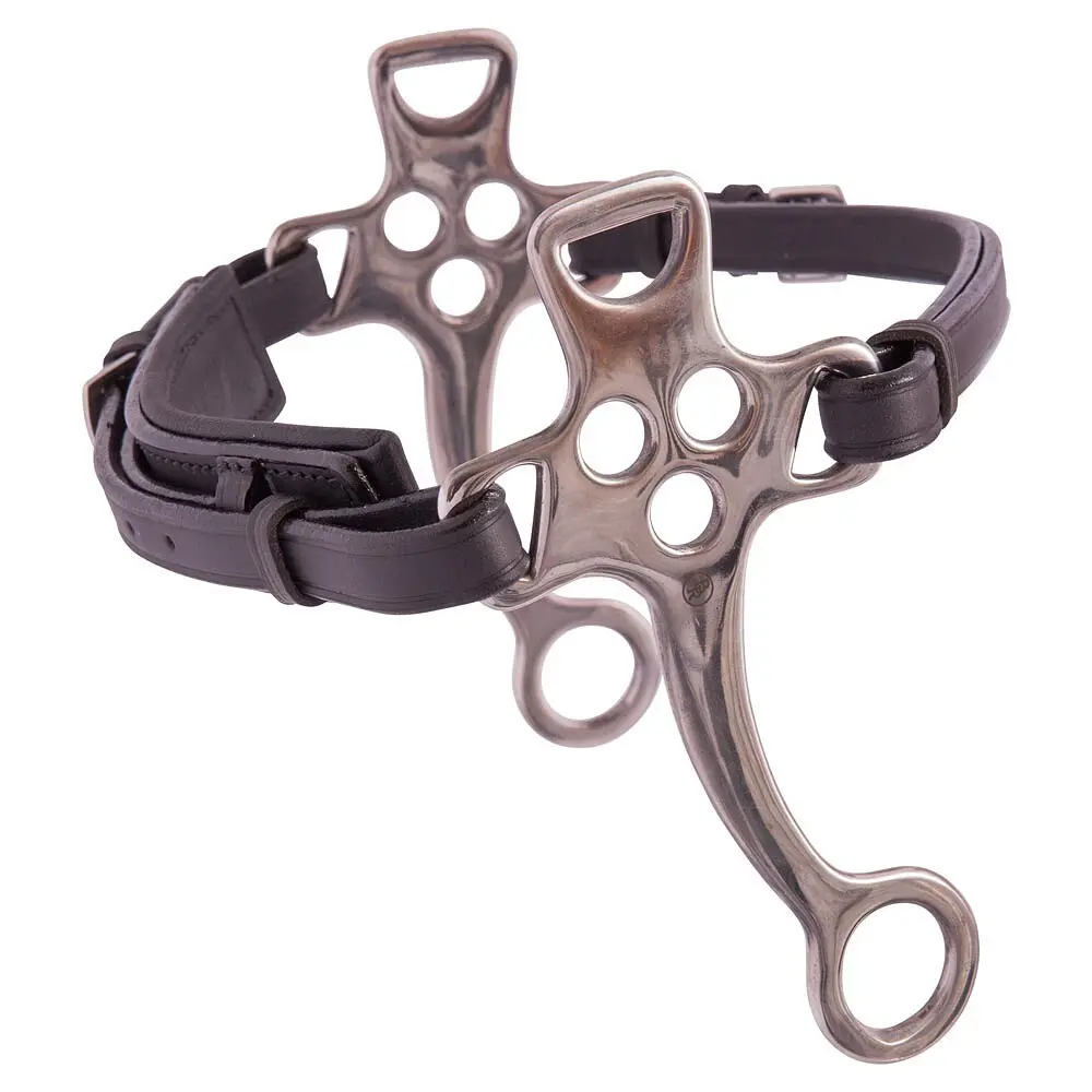 Br Equitation Marron Hackamore Horse Bit With Leather Double Stainless Steel Noseband Short Cheeks
