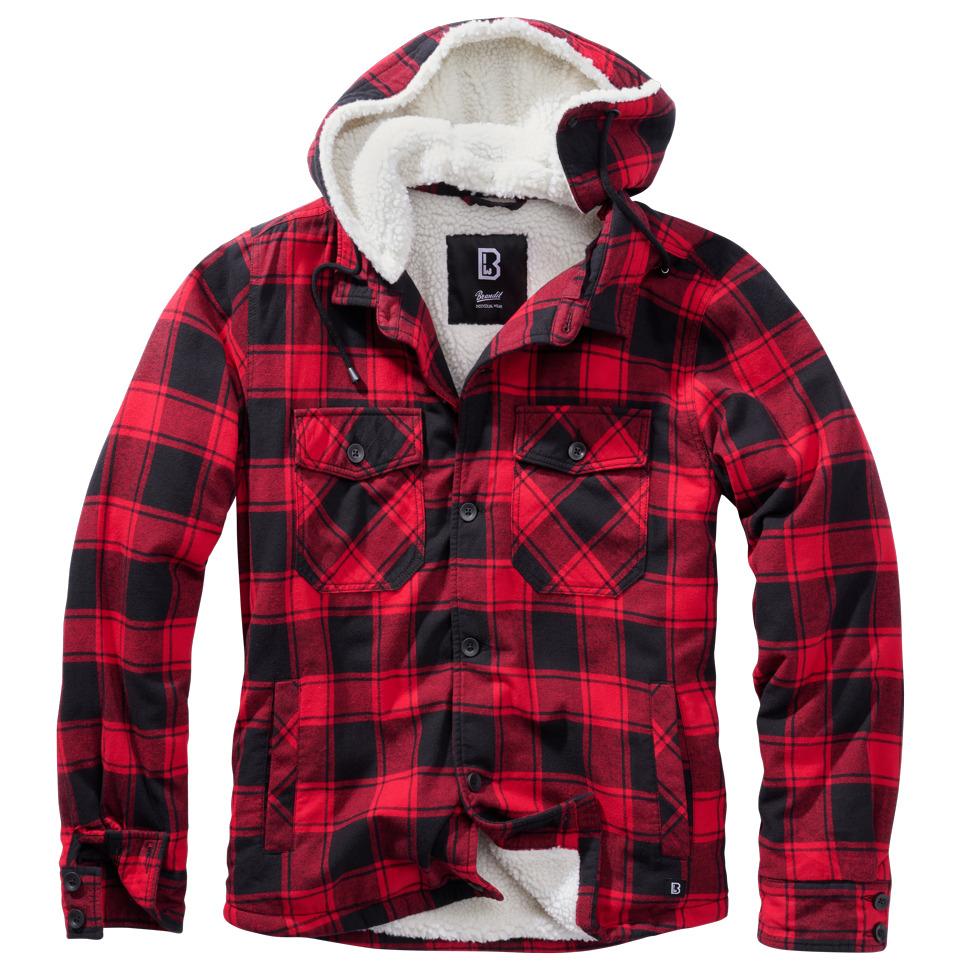 4051773129616 - Lumberjacket Hooded Übergangsjacke rot schwarz in 3XL