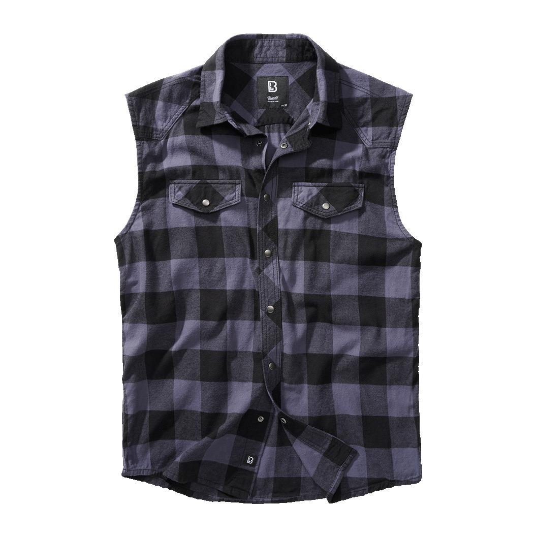4051773163313 - Sleeveless Checkshirt Kurzarmhemd schwarz grau in 5XL
