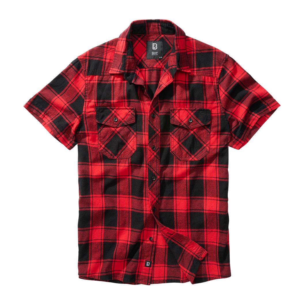 4051773163658 - Checkshirt halfsleeve Kurzarmhemd schwarz rot in M