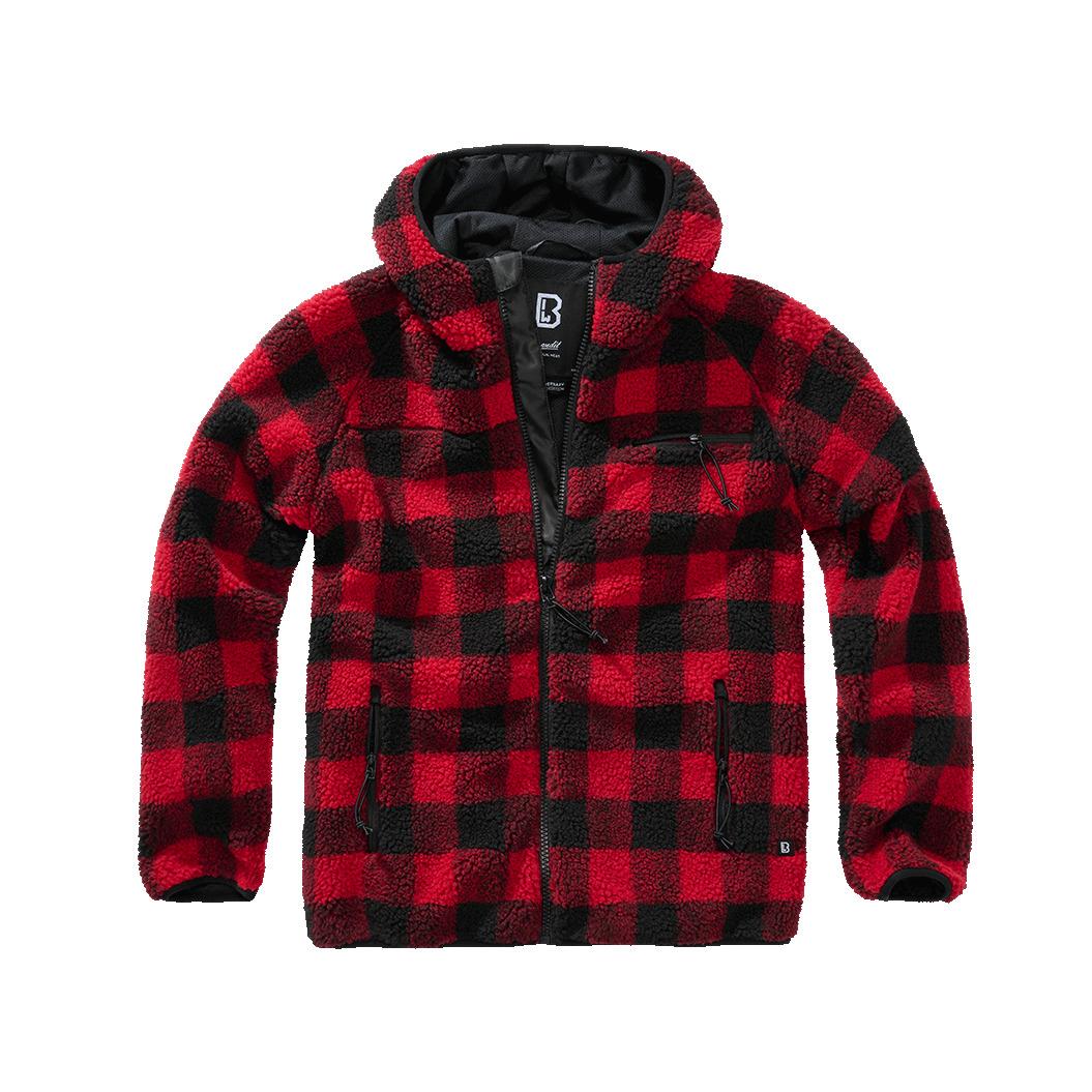 4051773148556 - Teddyfleece Worker Jacke - Schwarz Rot - M - unisex