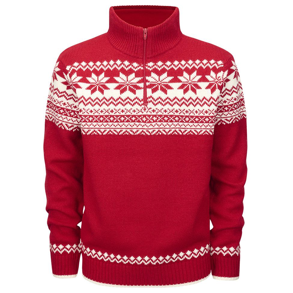 4051773168301 - Troyer Norweger Pullover - Weiss Rot - M - unisex