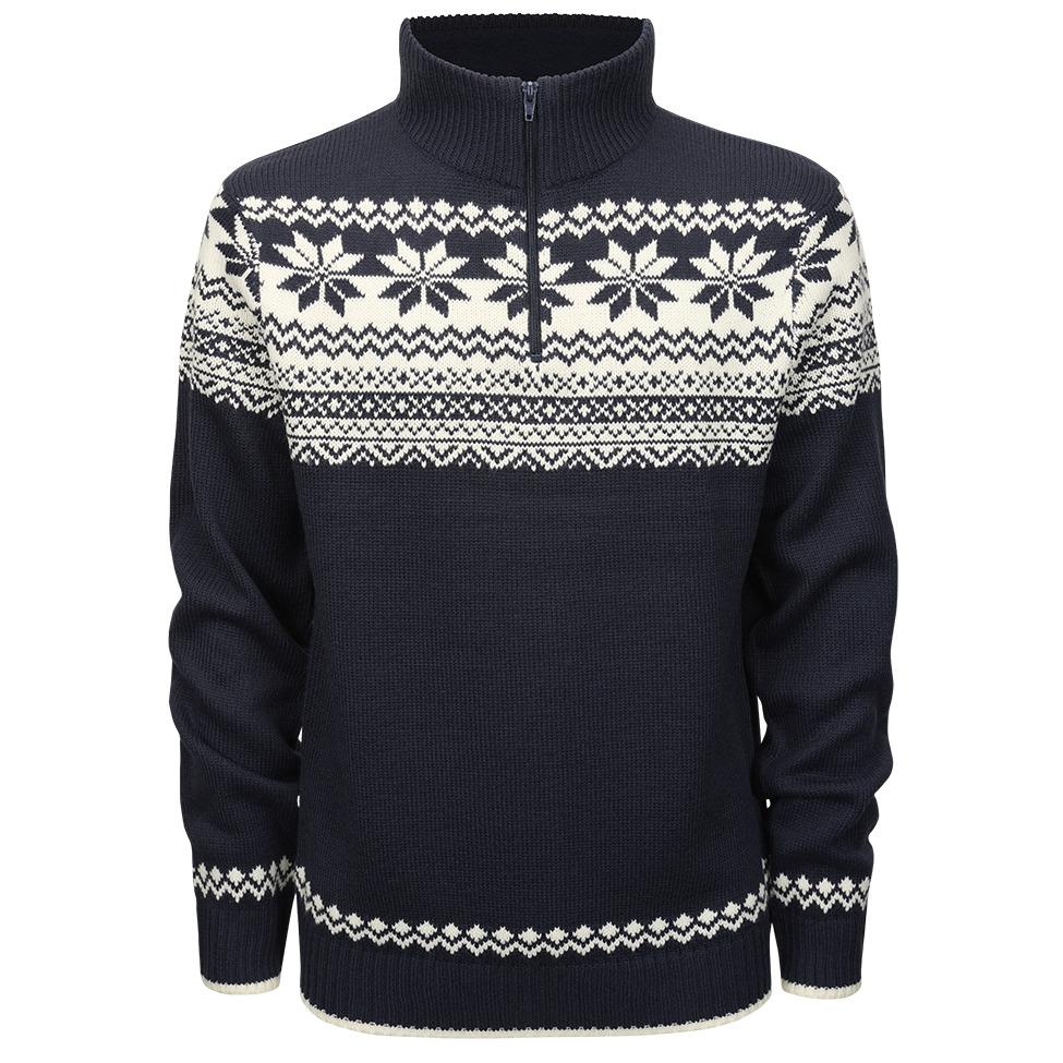 4051773168530 - Troyer Norweger Pullover - Weiss Blau - 2XL - unisex