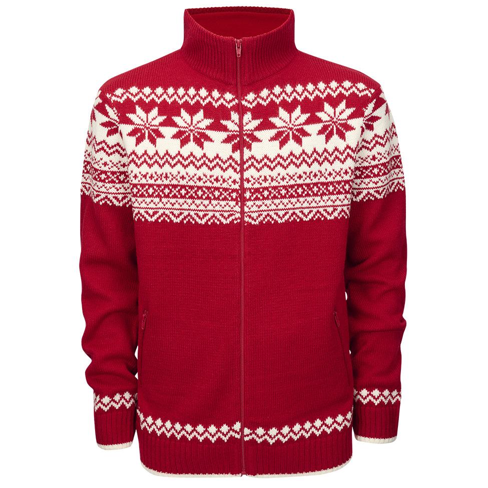 4051773168714 - Norweger Zip Pullover - Weiss Rot - L - unisex