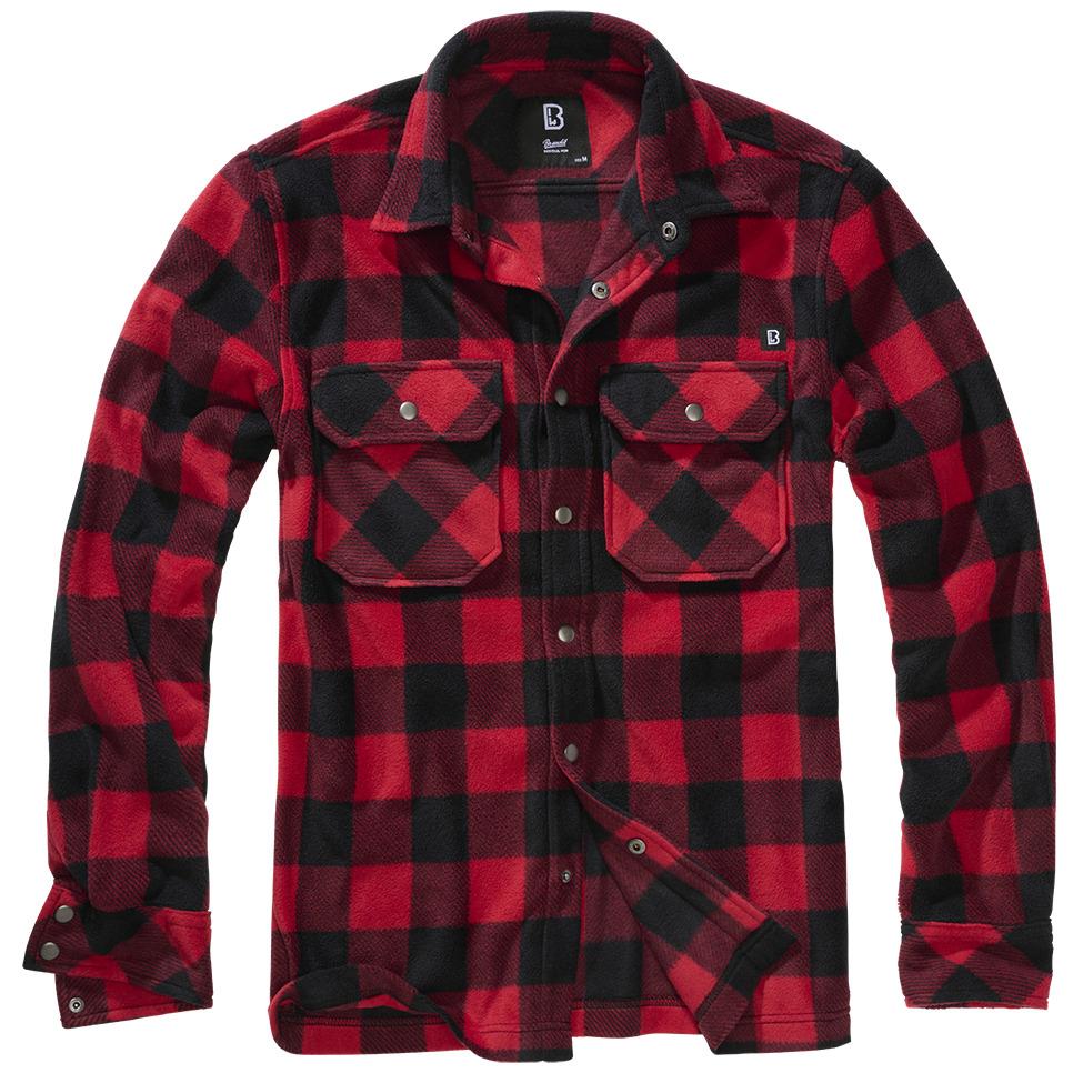 4051773186183 - Fleece Shirt Jeff Langarmhemd schwarz rot in L