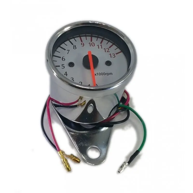 Universeller verchromter Motorrad-Tourenzähler Brazoline Vintage 0-13000 Tr/Mn