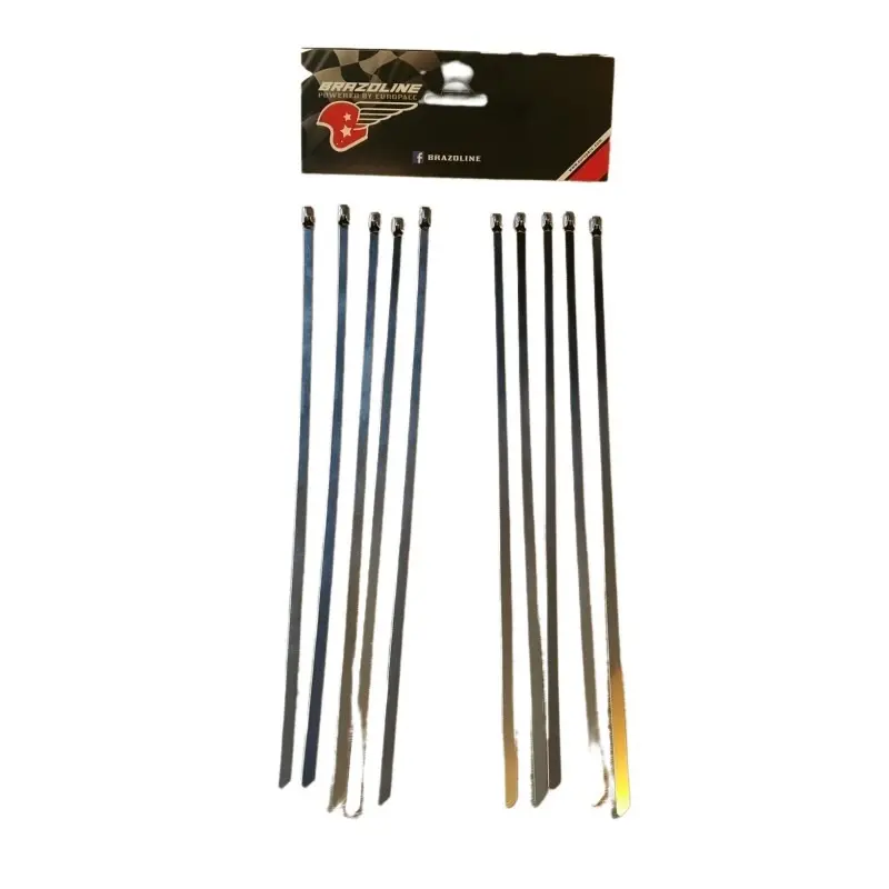 Set mit 10 Edelstahl-Motorradschellen für Auspuff-Thermoband Brazoline 300 mm