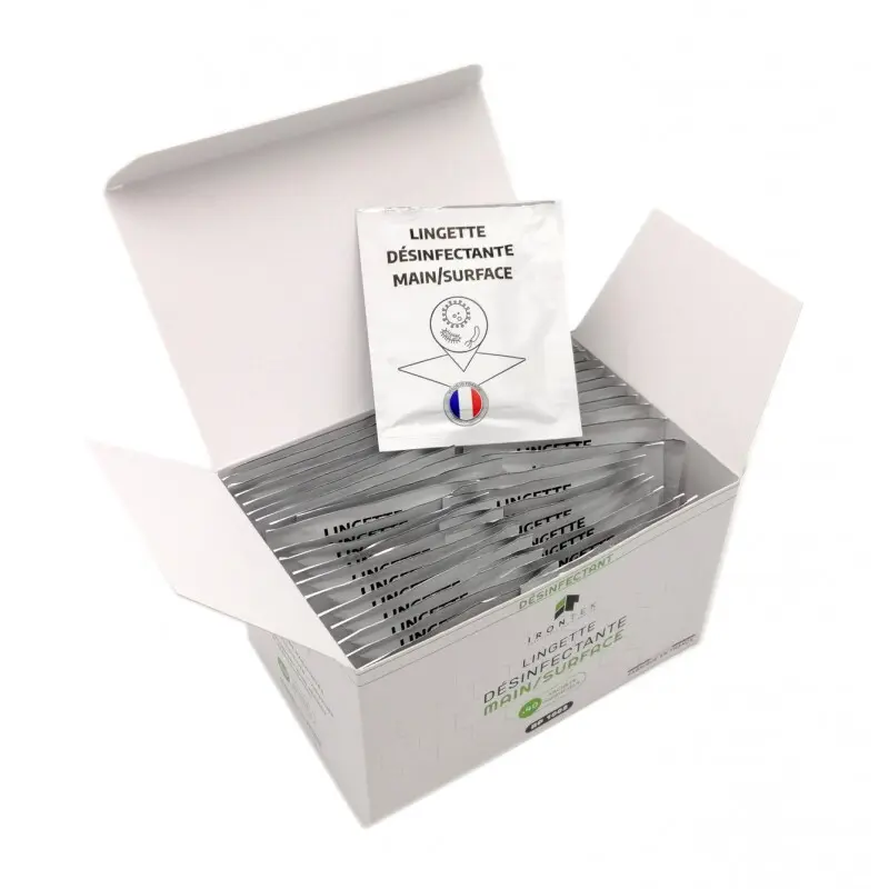 Packung mit 40 hydroalkoholischen Reinigungstüchern Brazoline Irontek