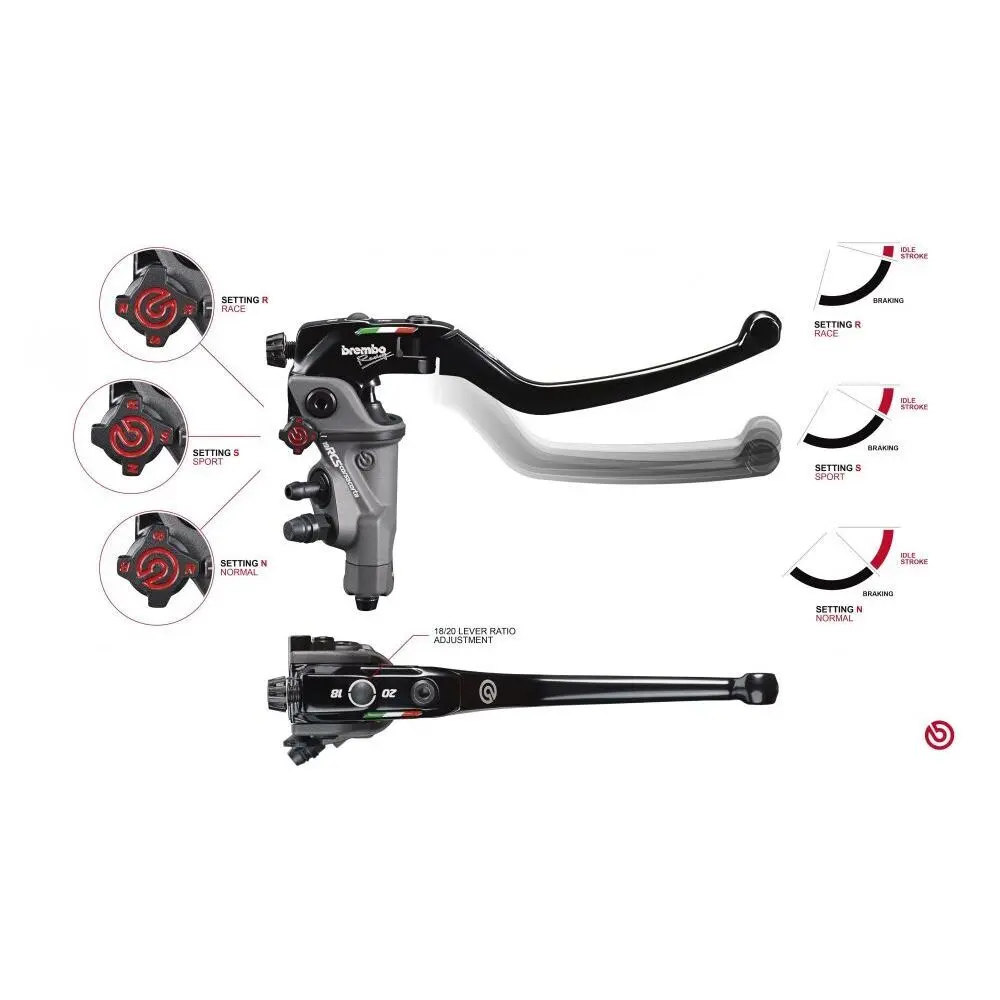 Langer, faltbarer, radialer Hauptzylinder Brembo Pr19 rcs corsa corta