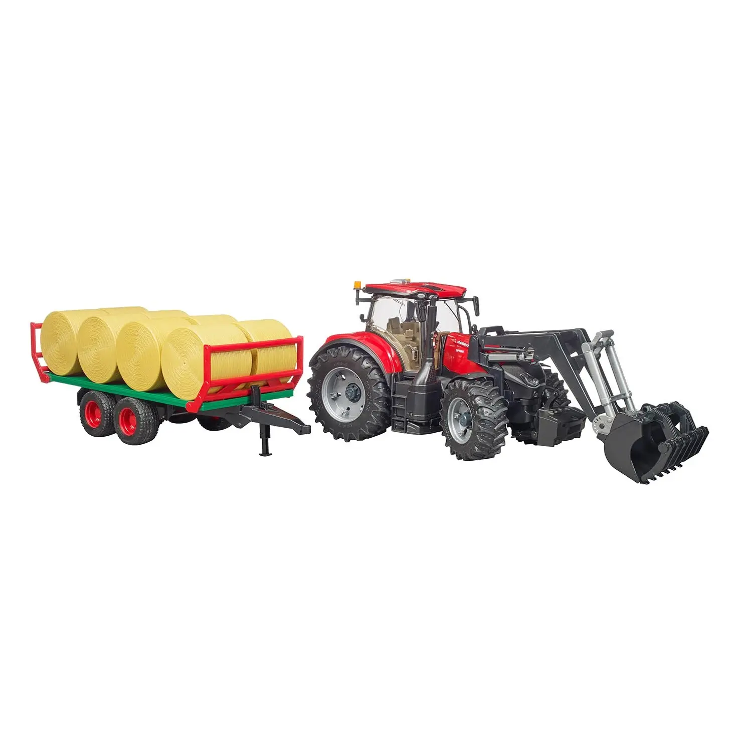 Autospiele mit Frontlader, Balltransportanhänger Bruder IH Optum 300 CVX
