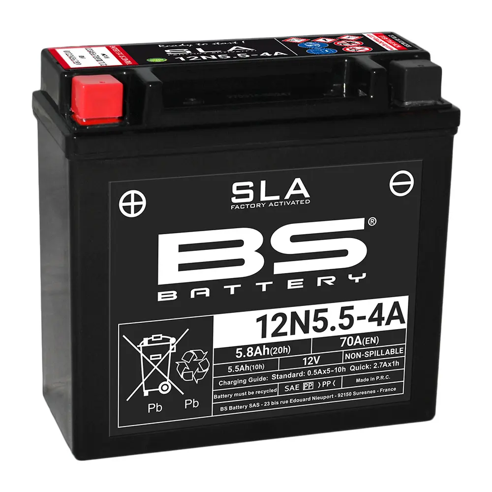 Batteria per moto BS Battery SLA 12N5.5-4A - C (10Hr) - C (20Hr)