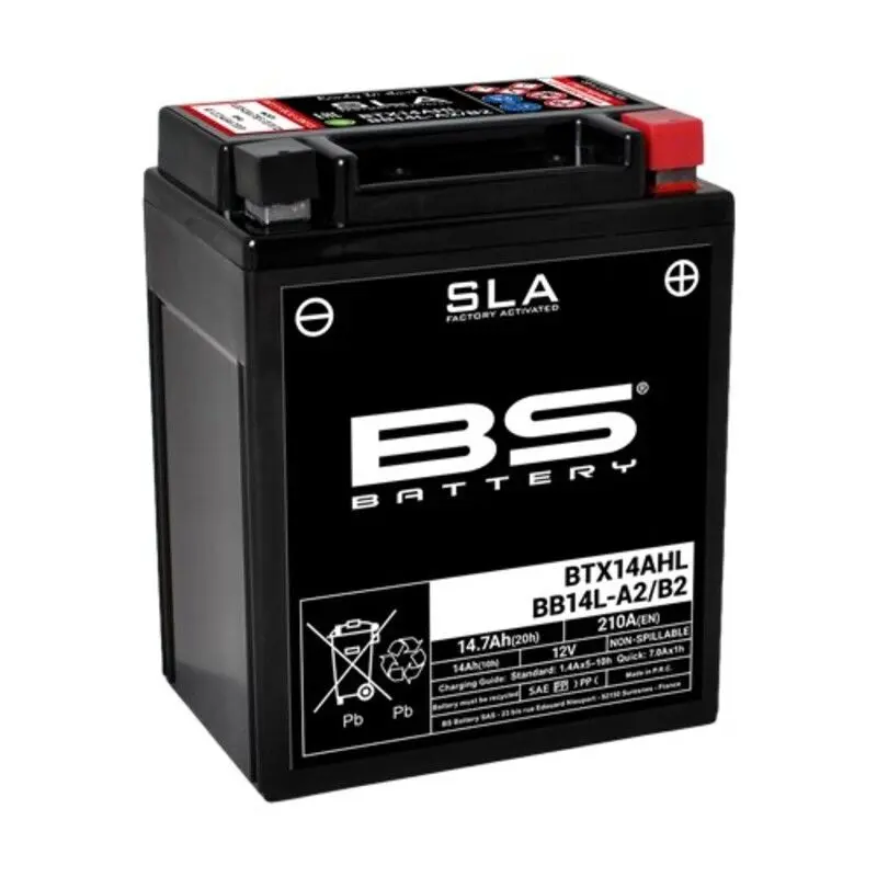 Motorradbatterie werksseitig aktiviert BS Battery BTX14AHL/ BB14L-A2/B2