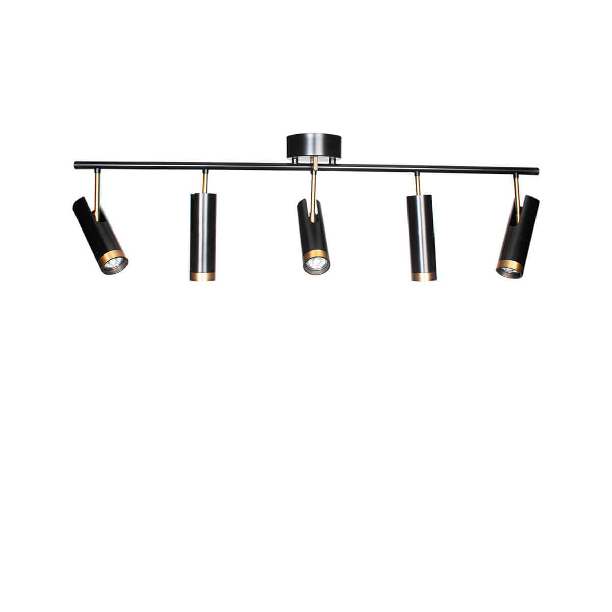 7391741016119 - Deckenleuchte Puls in Schwarz und Gold GU10 5-flammig - black - By Rydens