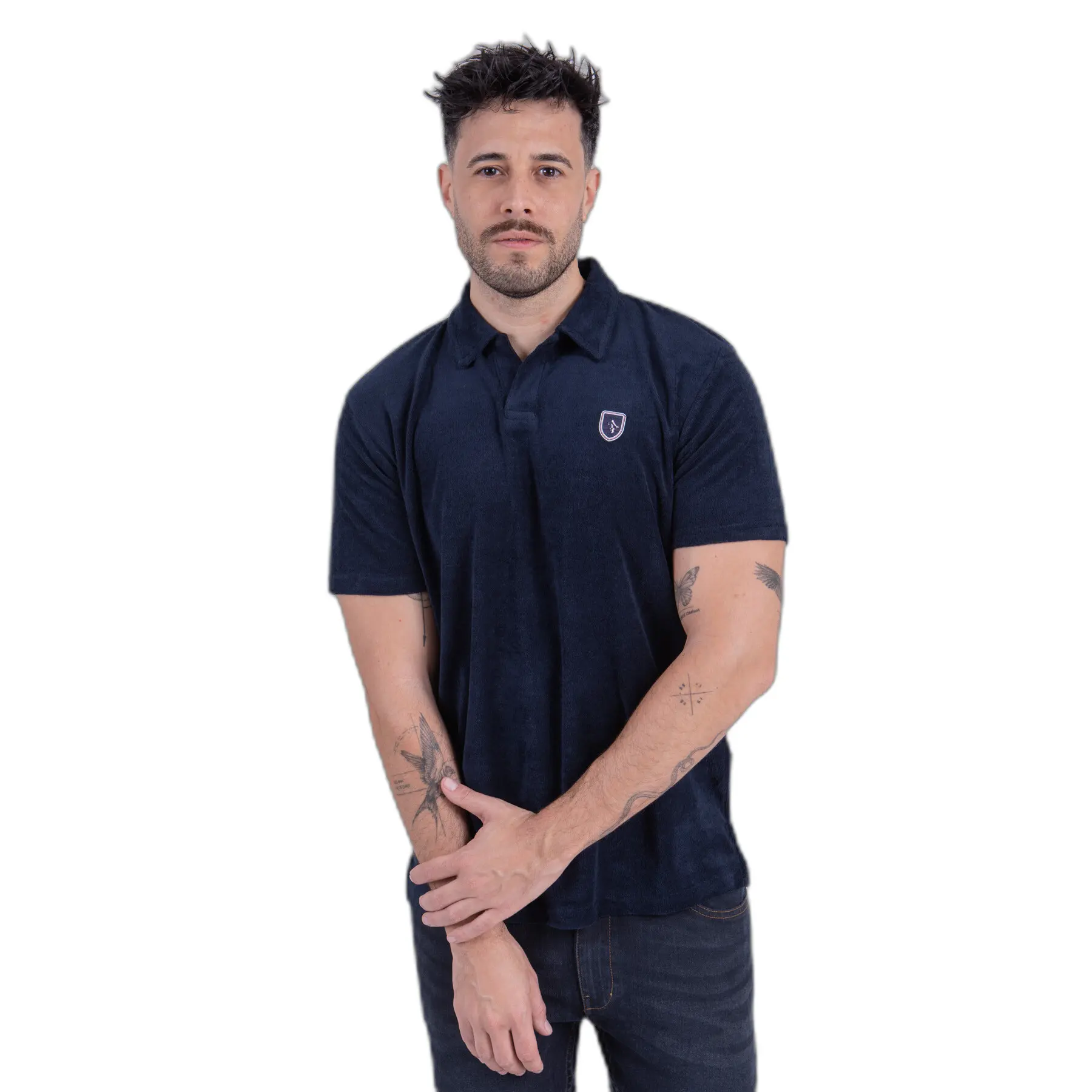 Camberabero Men's Bleu Terry Cotton Polo