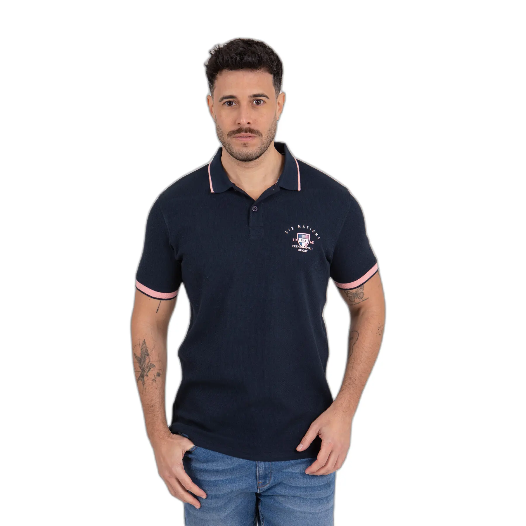 Camberabero Men's Bleu Fancy Knit Polo