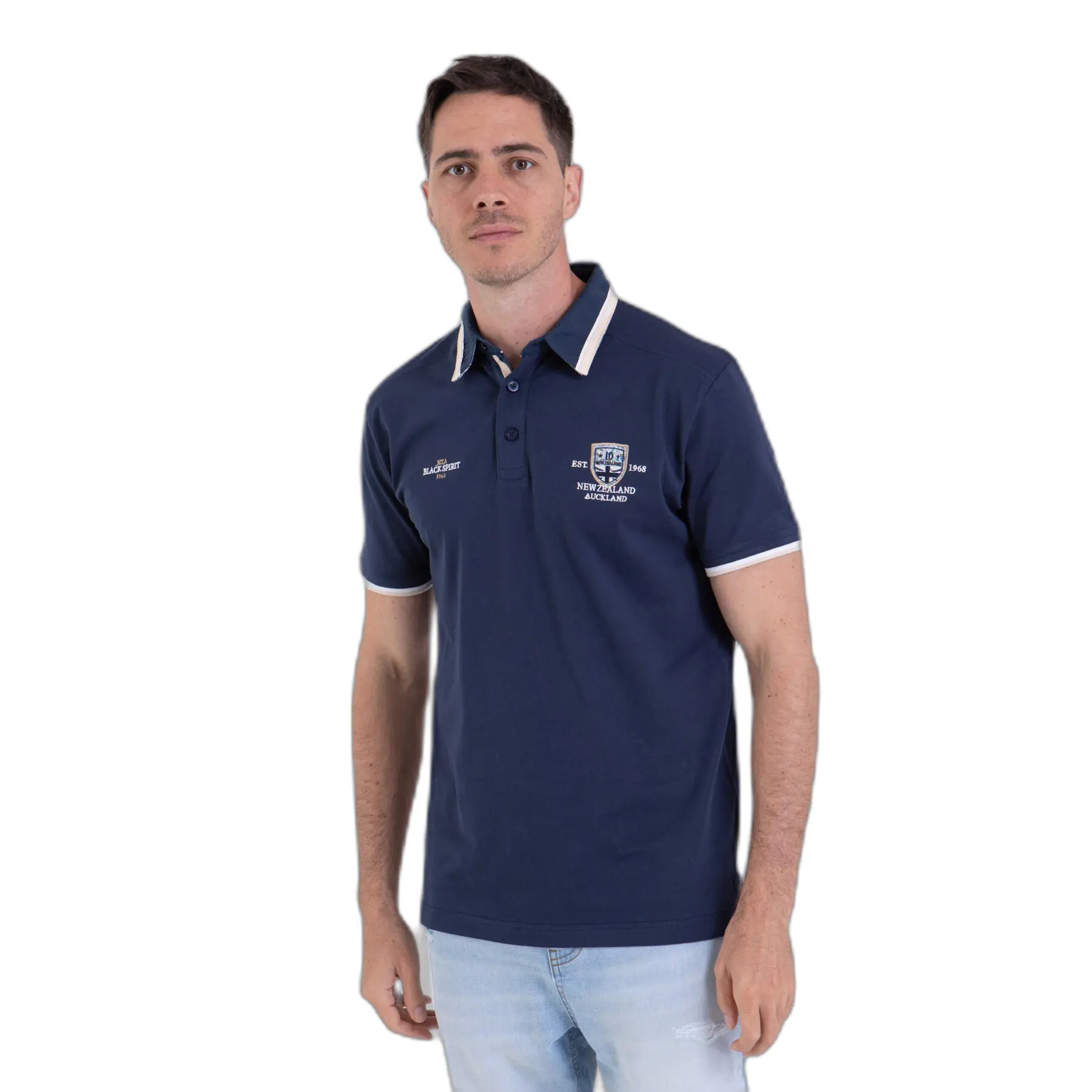 Polo-Shirt mit Stickereien Brust Camberabero