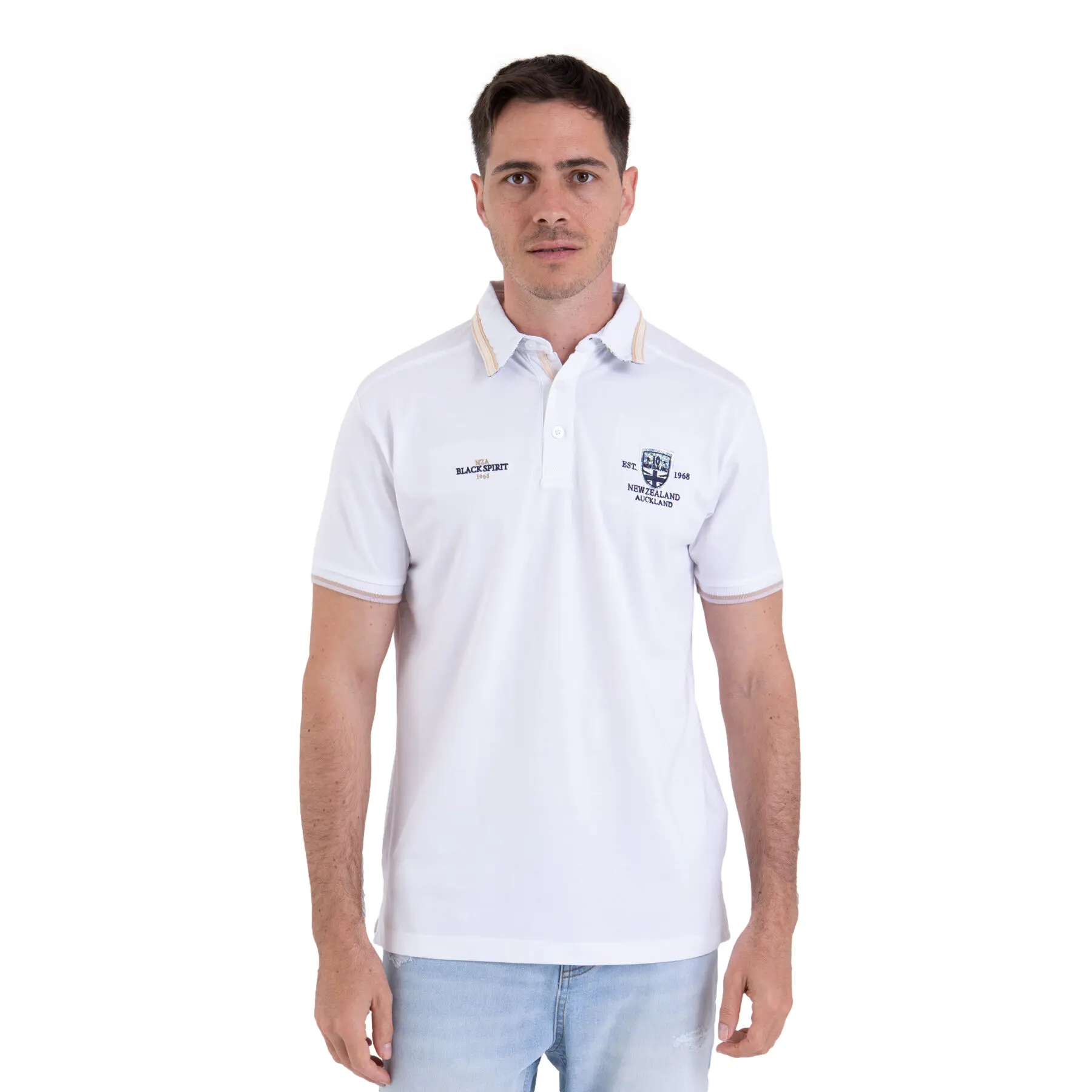 Polo-Shirt mit Stickereien Brust Camberabero