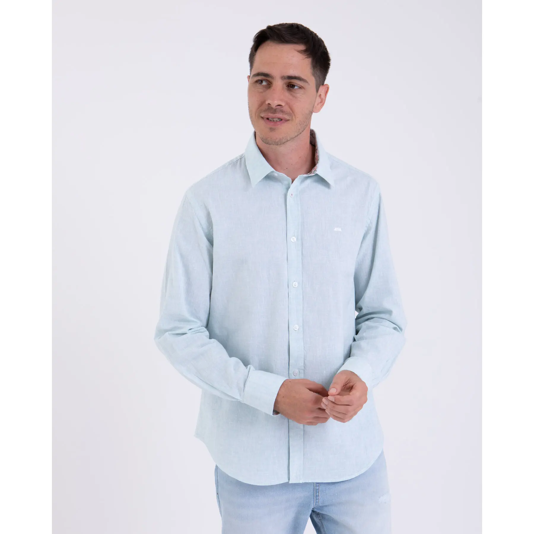 Camberabero Men's Vert Long Sleeve Cotton Linen Shirt
