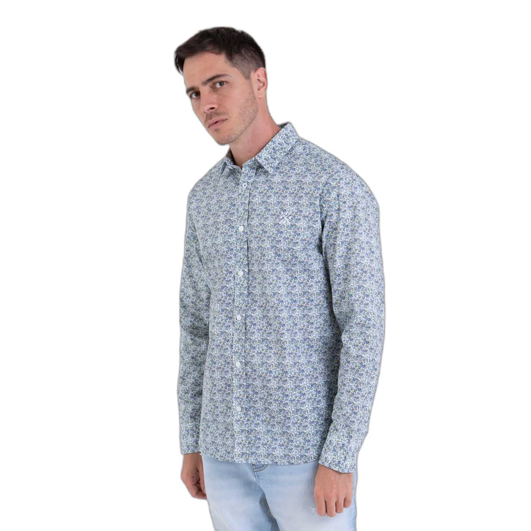Bluse mit langen Ärmeln aus blumiger Popeline Camberabero