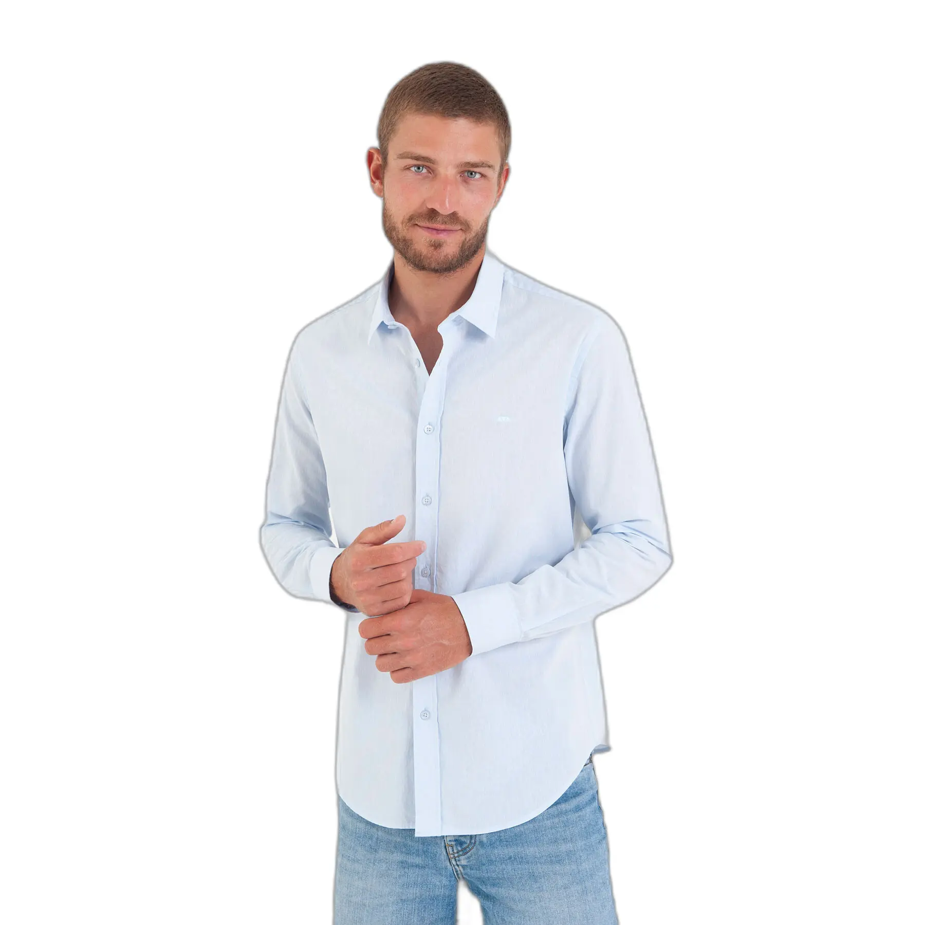 3661920334773 - Hemd langarm einfarbig Baumwolle Leinen Camberabero