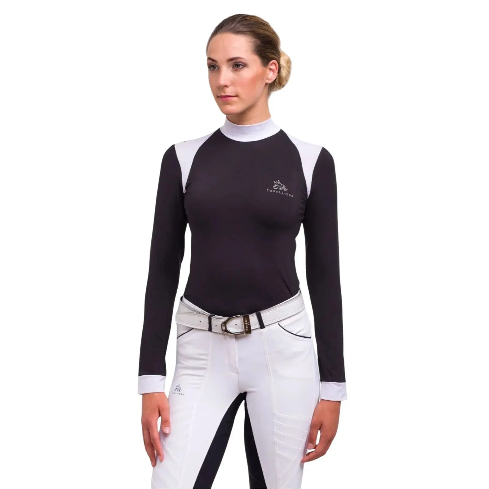 Polo technique de concours manches longues femme Cavalliera Black Jack