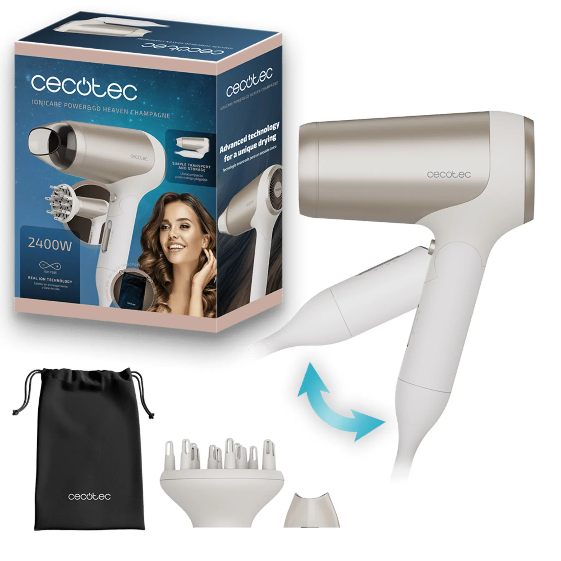 Haartrockner Cecotec IoniCare Power&Go Heaven Champagne