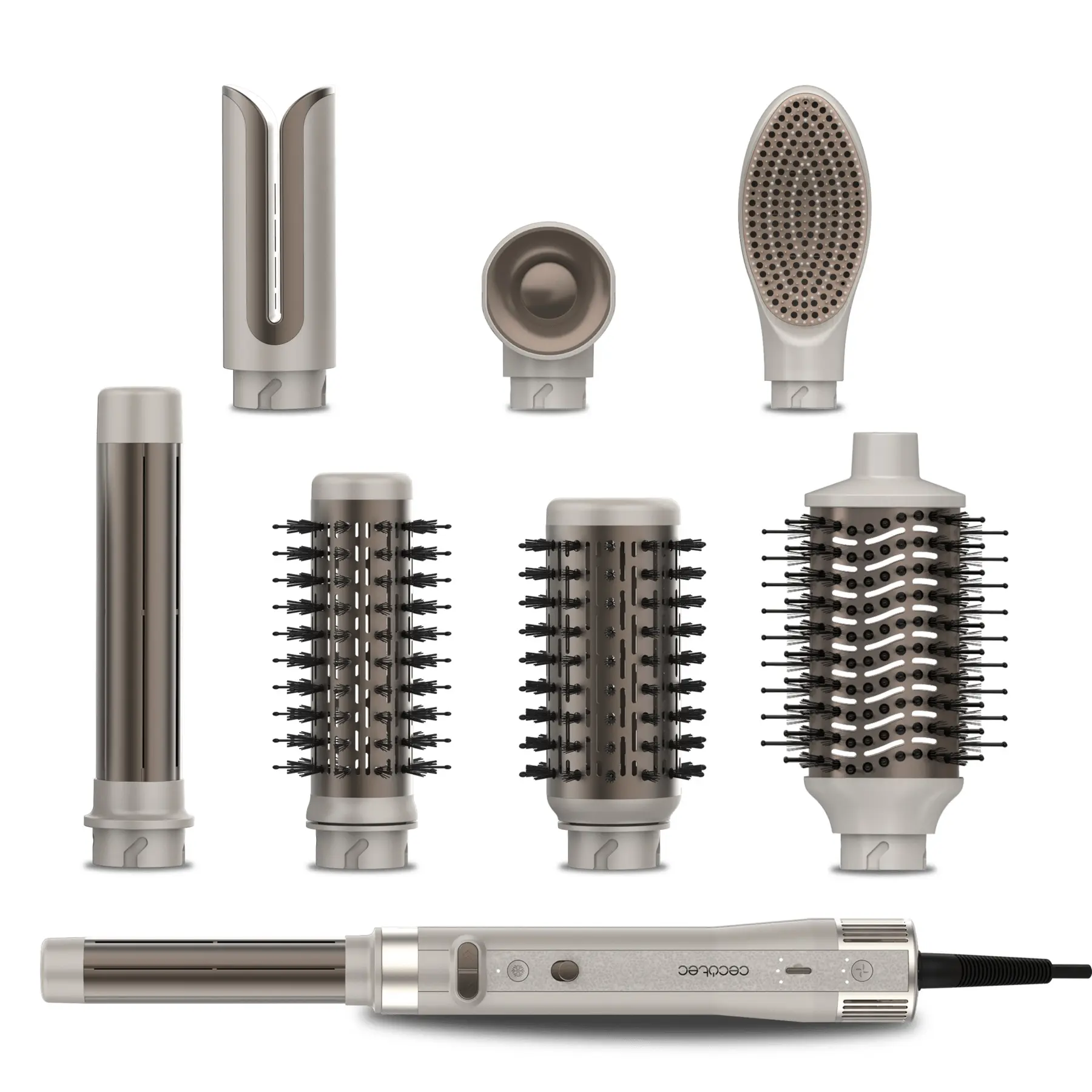 Cecotec Borstel CeramicCare 8in1 AirGlam Gyro 1500W Keramisch Ionisator Champagne
