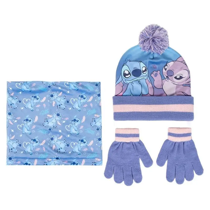 Cerda Unisex Violet Winter Hat, Glove And Scarf Set Child Disney Stitch