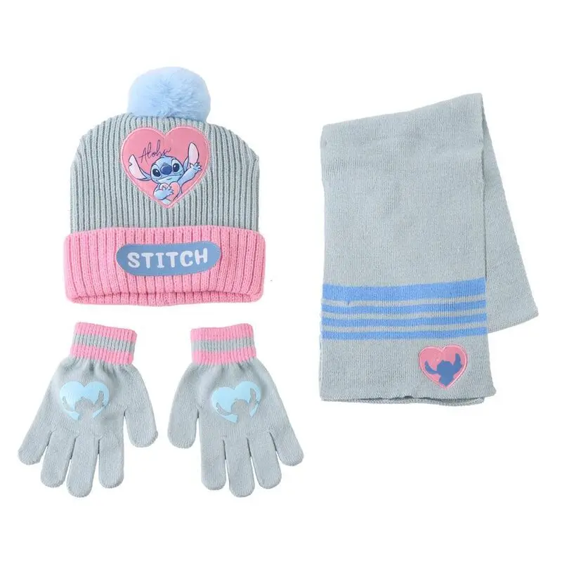 Cerda Unisex Vert Winter Hat, Glove And Scarf Set Child Disney Stitch