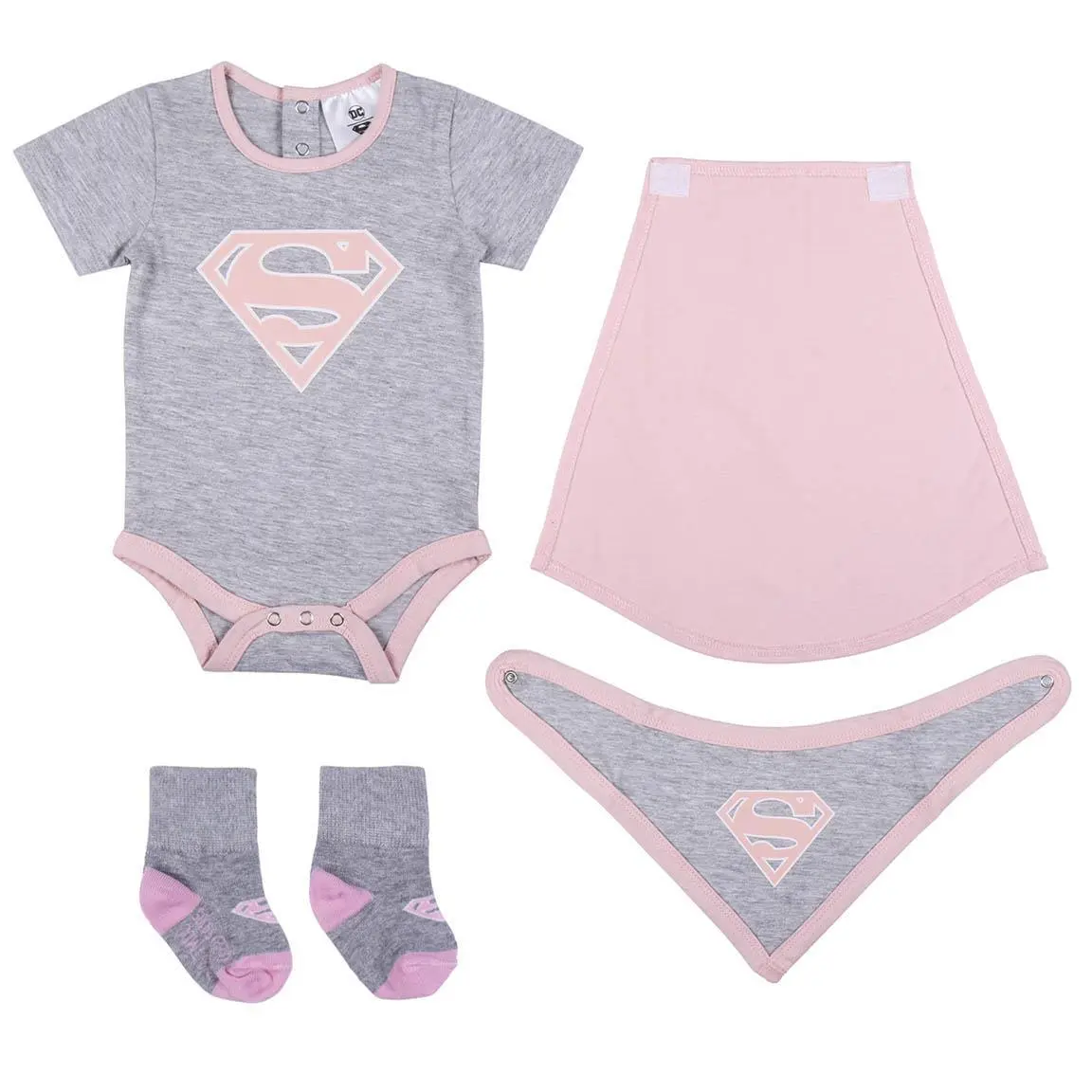 8445484077421 - Zusammen body jupe chaussette et bavoir bébé fille DC Superhero Girls
