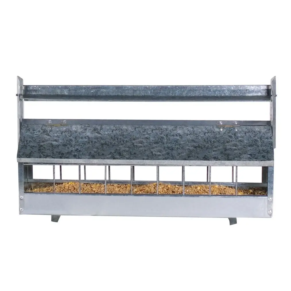 Meilleurs prix pour Mangeoire pour volailles à toit à rouleau tournant en acier galvanisé pour 15 poules Chick'A