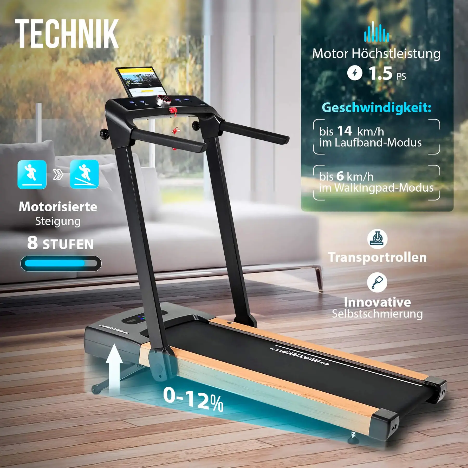 Tapis da corsa 2 in 1 con regolazione motorizzata Christopeit S